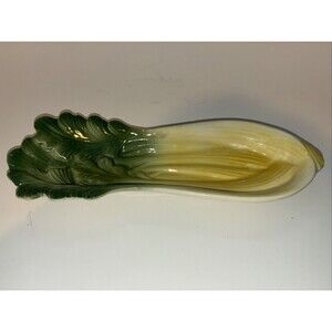 Vintage Cardinal USA - Ceramic Celery Dish 50s 60s Green 4x11"